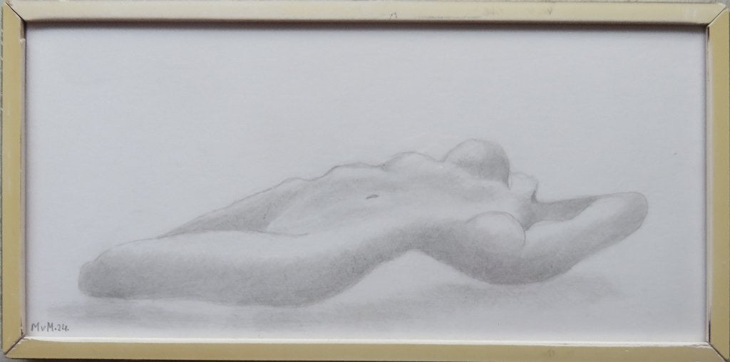 tekening liggende vrouw 15,5x31cm, Ophalen of Verzenden