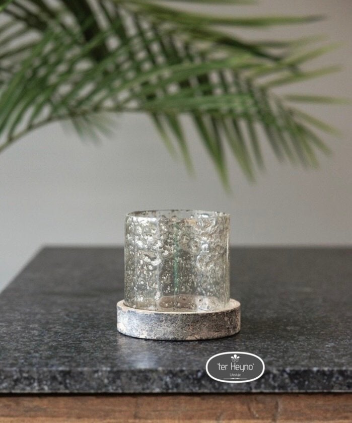 Set van 2 glazen windlichten potjes deksel hout stoer sober, Huis en Inrichting, Woonaccessoires | Overige, Verzenden, Nieuw, Glas