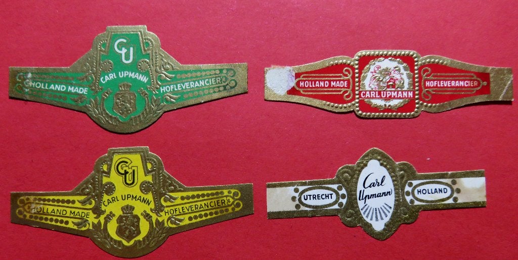 Carl Upmann 4x fabrieksbandjes, Verzenden, Gebruikt, Sigarenbandjes