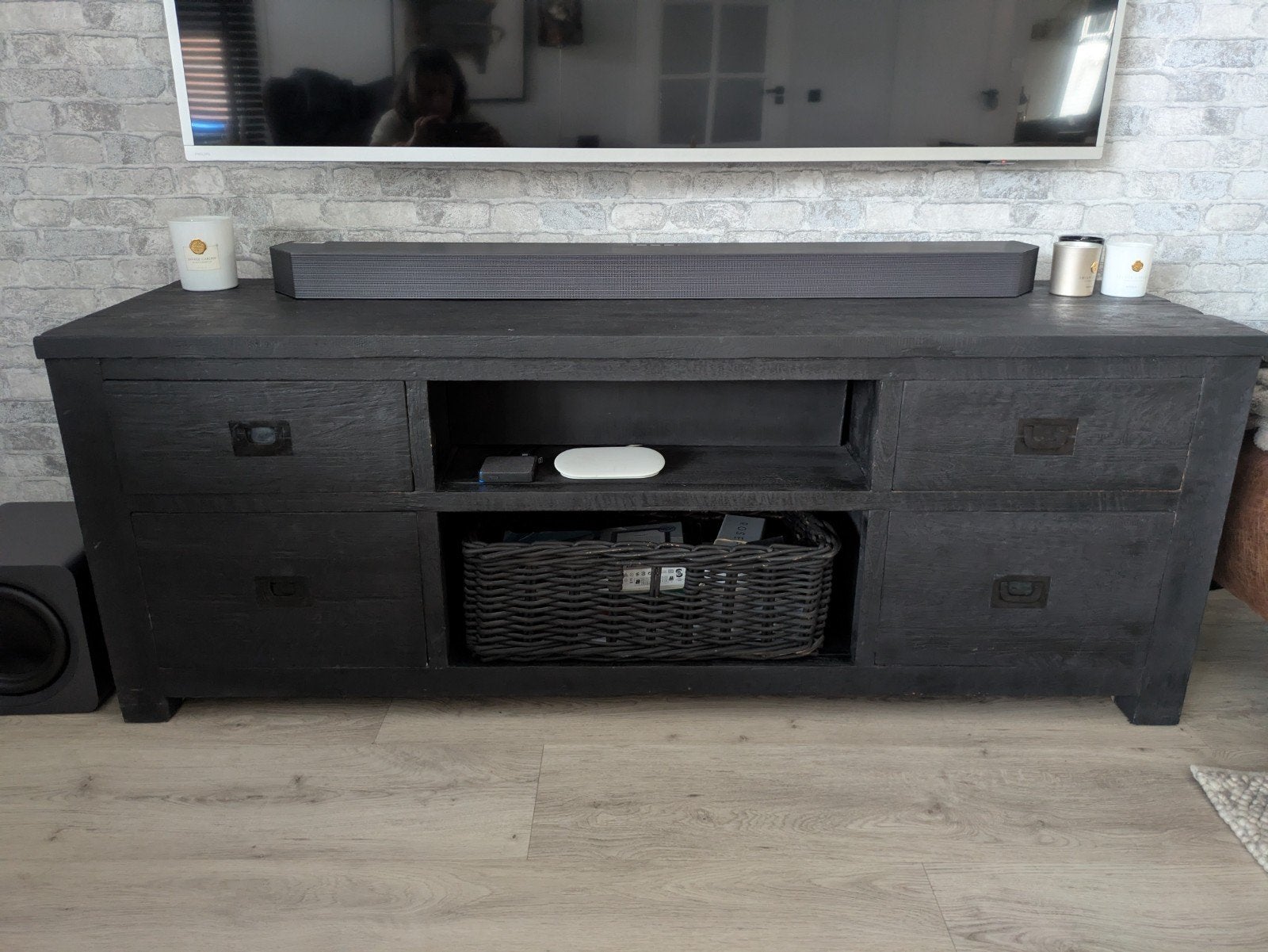Teak tv meubel, Ophalen, 25 tot 50 cm, 150 tot 200 cm, Minder dan 100 cm