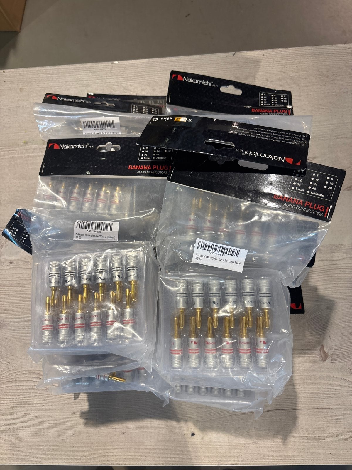Nakamichi Banaanpluggen 24K verguld - 36stuks*19 paket, Ophalen, Hh, Ggg, Nieuw