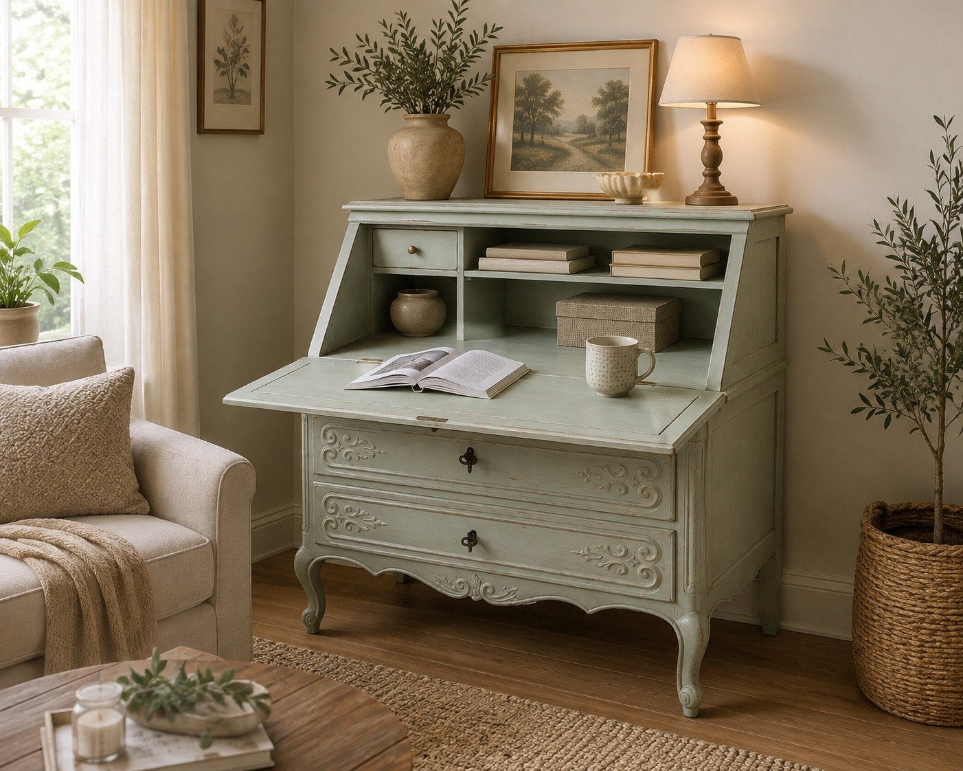 Brocante secretaire – handgeschilderd– uniek, Ophalen