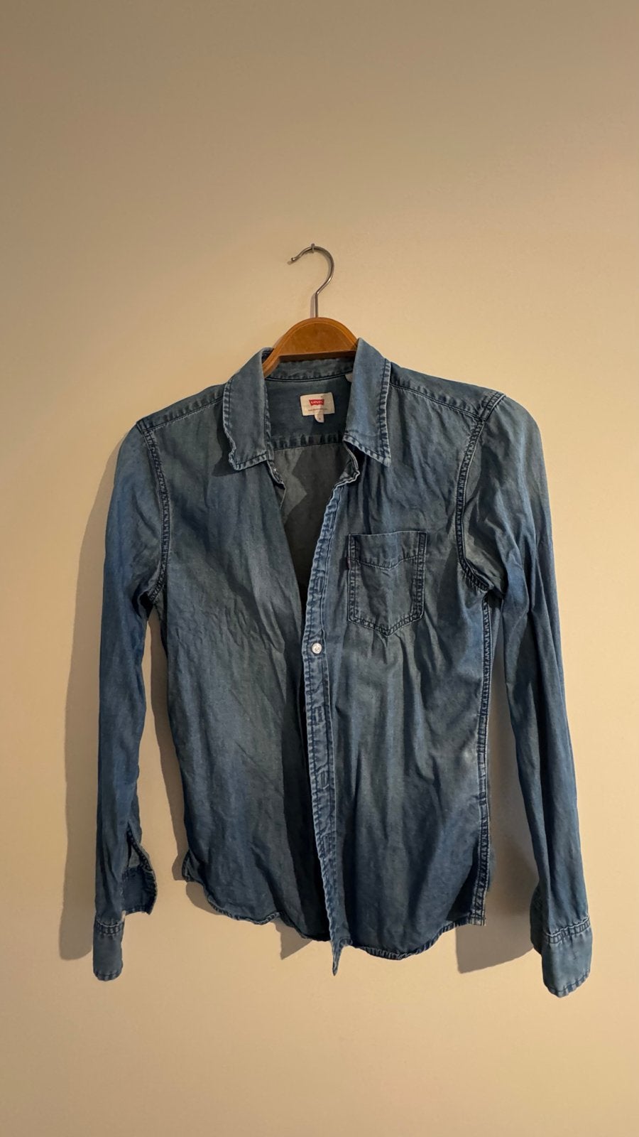 Levi's spijkerblouse maat S, Ophalen of Verzenden, Zo goed als nieuw, Blauw, Halswijdte 41/42 (L)