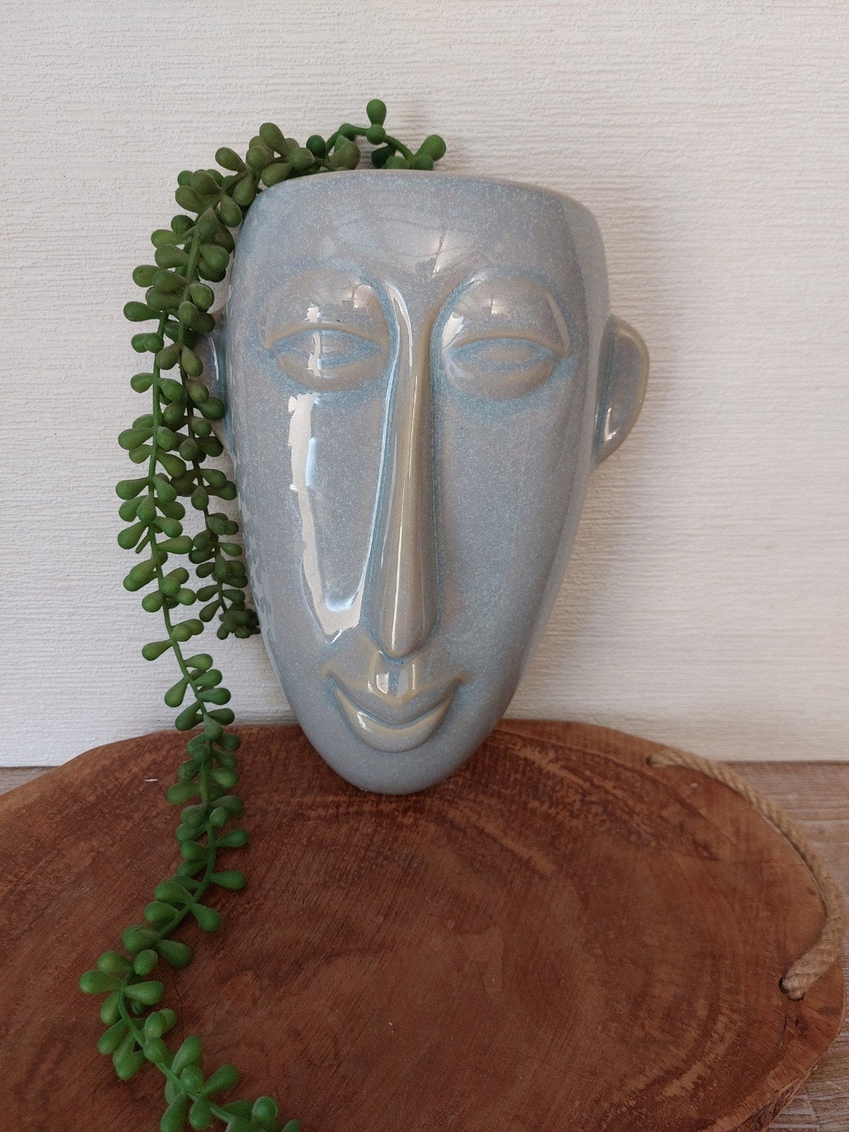 Keramieke wandvaas masker, Ophalen of Verzenden, Groen