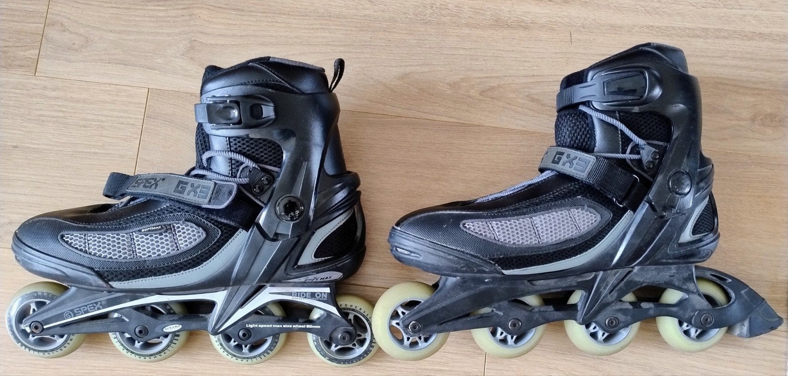Zwarte Inline Skates Maat 45 (Spex, skeelers Perry Sport), Gebruikt, Heren, Inline skates 4 wielen, Ophalen