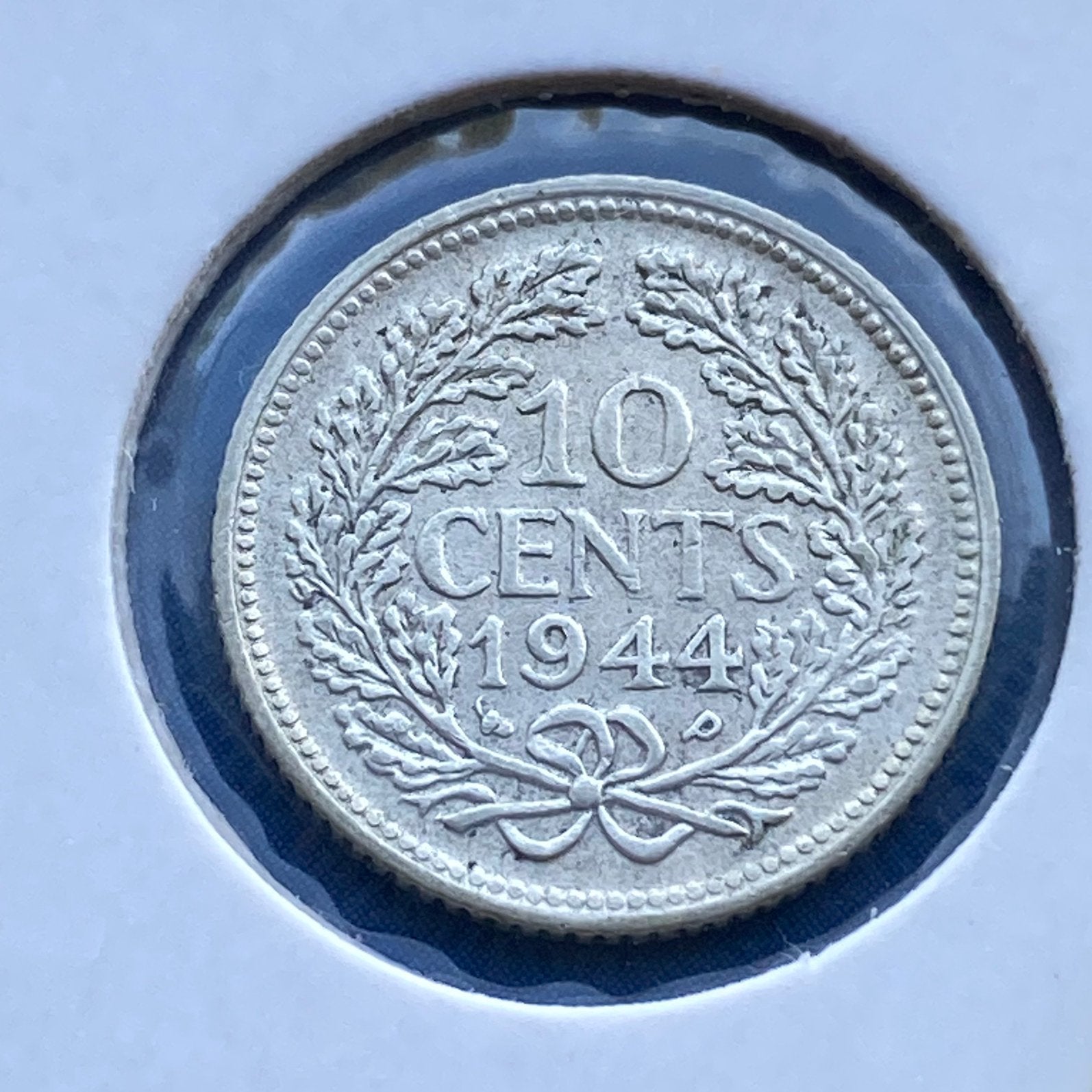 10 Cent / dubbeltje zilver uit 1944 pe / Ep van Wilhelmina, Verzenden, Zilver, 10 cent, Koningin Wilhelmina