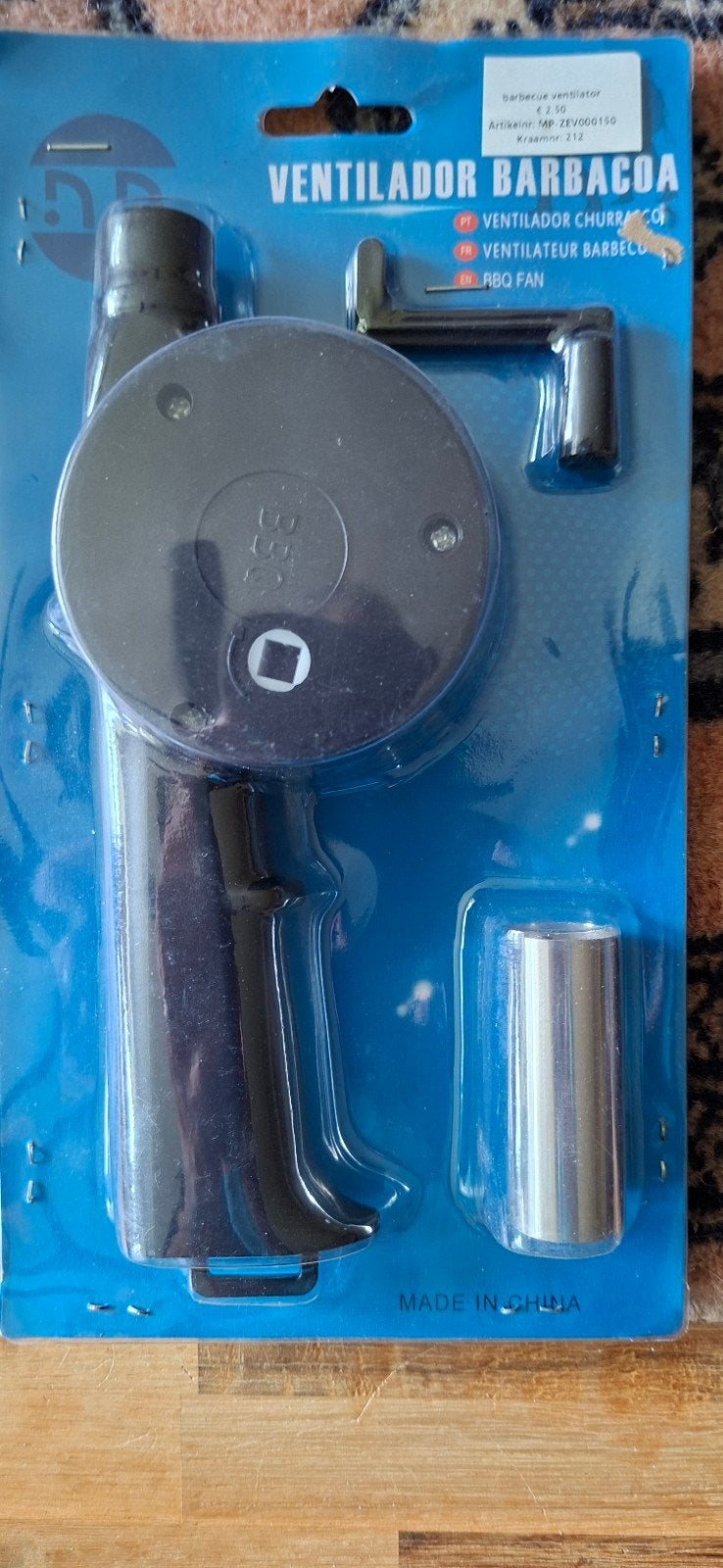 Ventilator voor aanmaken van de bbq, Ophalen