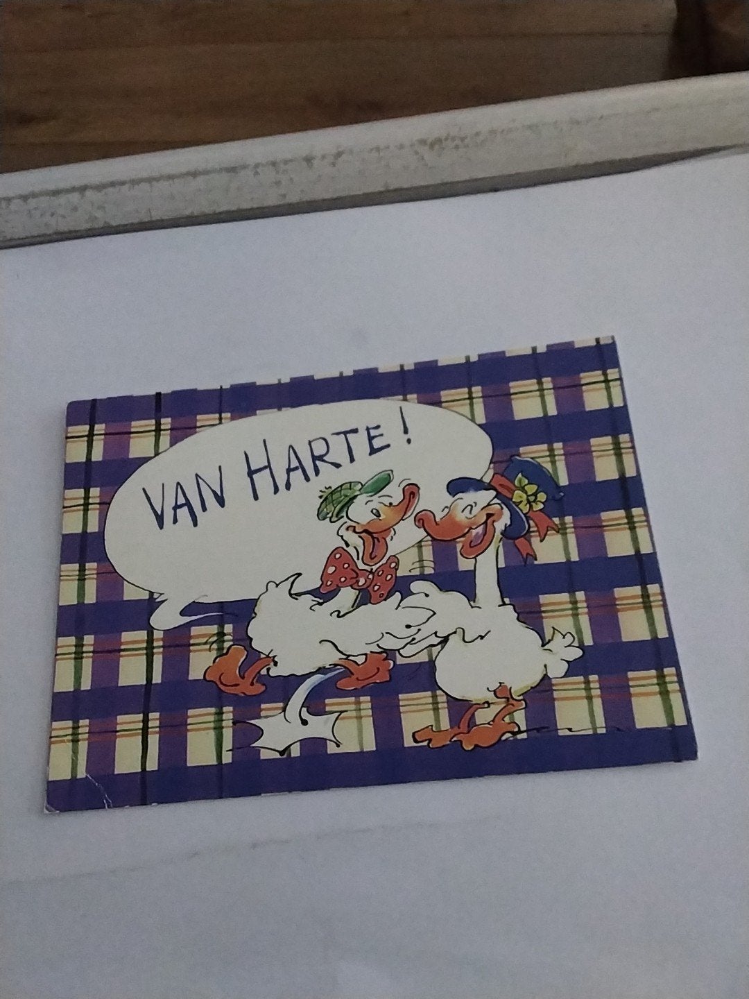 Vintage kaart: EENDEN  'Van Harte!' Mariet Hulshoff, Ophalen of Verzenden, 1980 tot heden, Gelopen