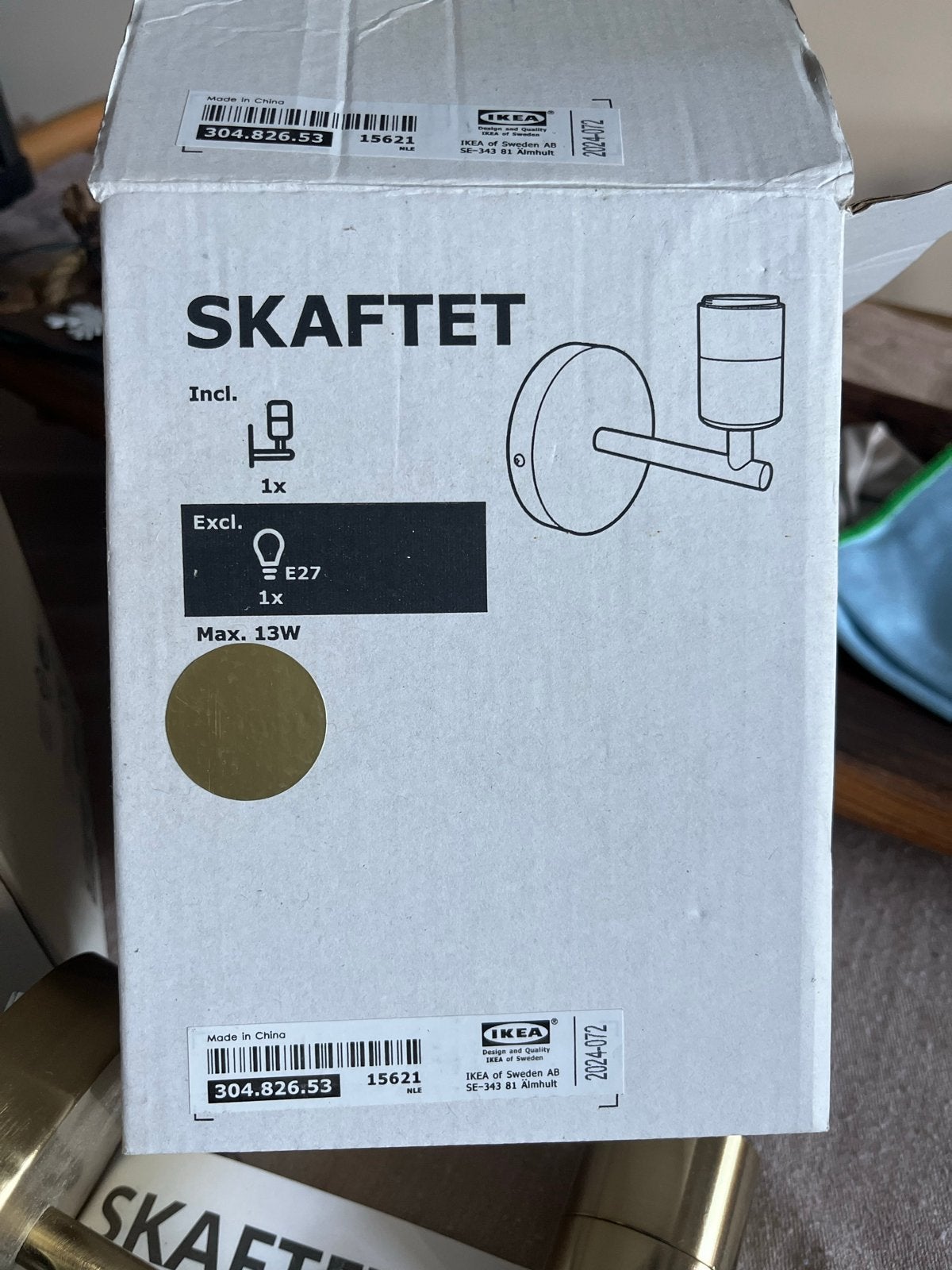 IKEA SKAFTET wandlampen, messingkleurig, E27, 2 stuks, IKEA, Nieuw, Goud, Metaal