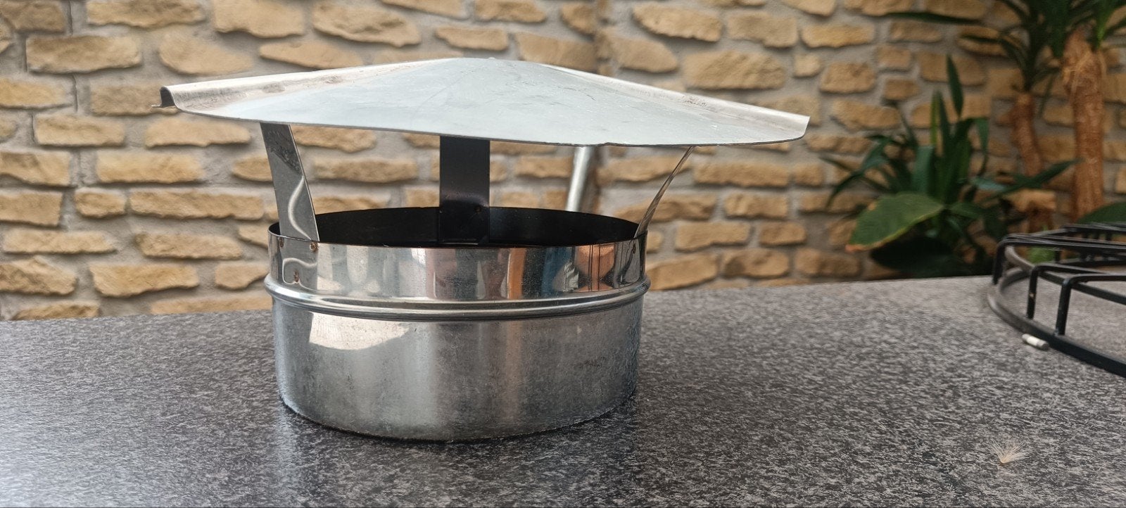 Roestvrijstalen schoorsteenkap diameter 18 cm, Ophalen, Gebruikt