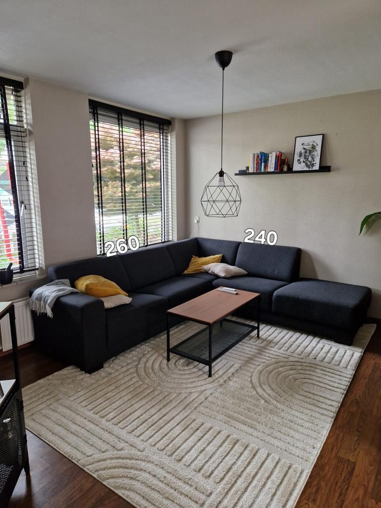 Moderne donkergrijze hoekbank met chaise longue, Huis en Inrichting, Banken | Bankstellen, Ophalen, 250 tot 300 cm, 100 tot 125 cm