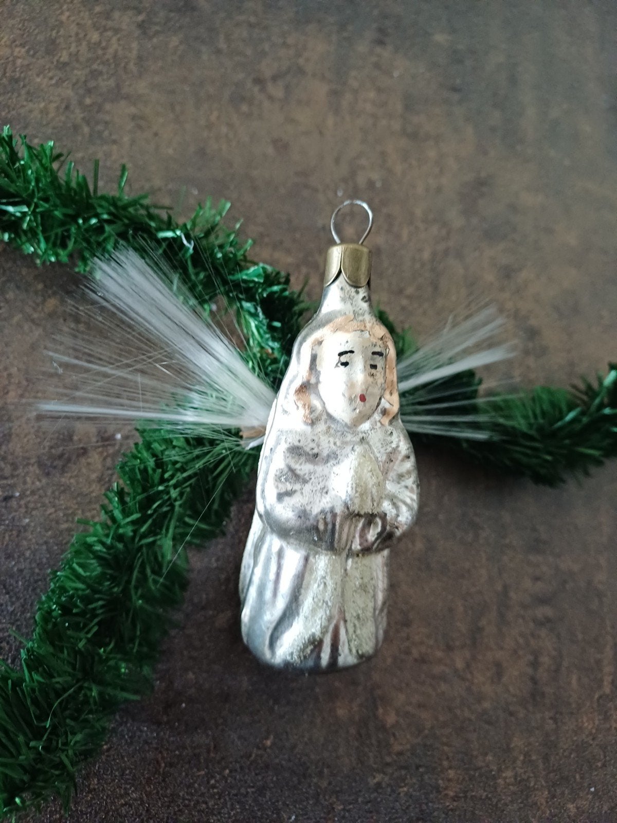vintage kerstbal van glas engel, Ophalen of Verzenden