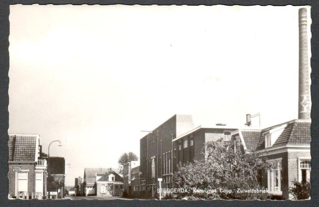 Oude Ansicht -STEGGERDA - Kom met Coop. Zuivelfabriek - Frl., Verzamelen, Ansichtkaarten | Nederland, Ophalen of Verzenden, 1940 tot 1960