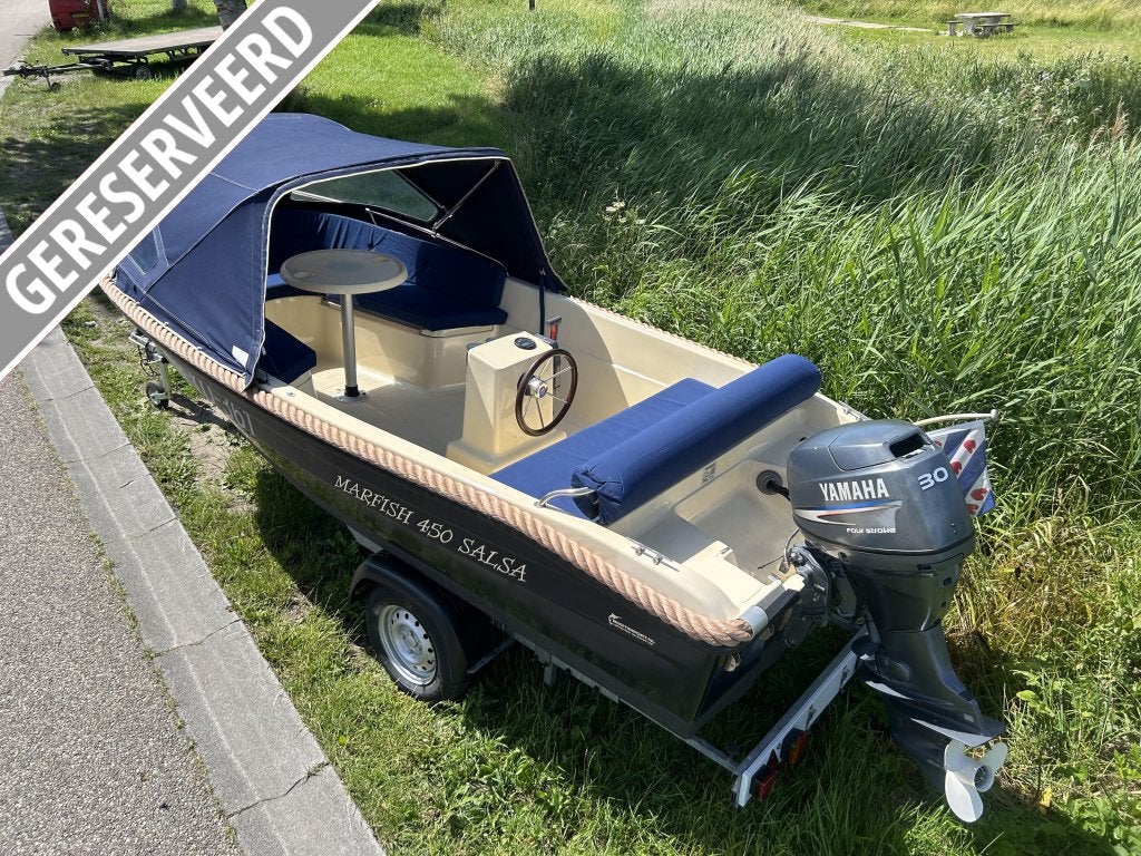 Marfish 450 Salsa 30 Pk Yamaha verkocht, Watersport en Boten, Vis- en Consoleboten, Overige merken, Gebruikt, Diesel, 5 m