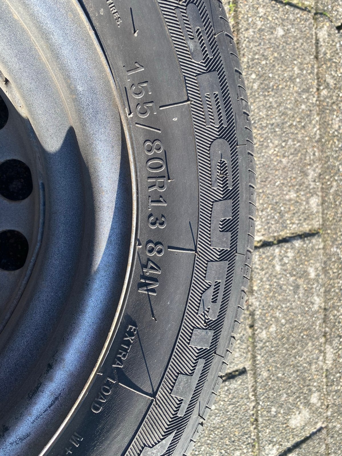 Aanhanger banden met velg 155/80R13 2 stuks, Ophalen, Gebruikt