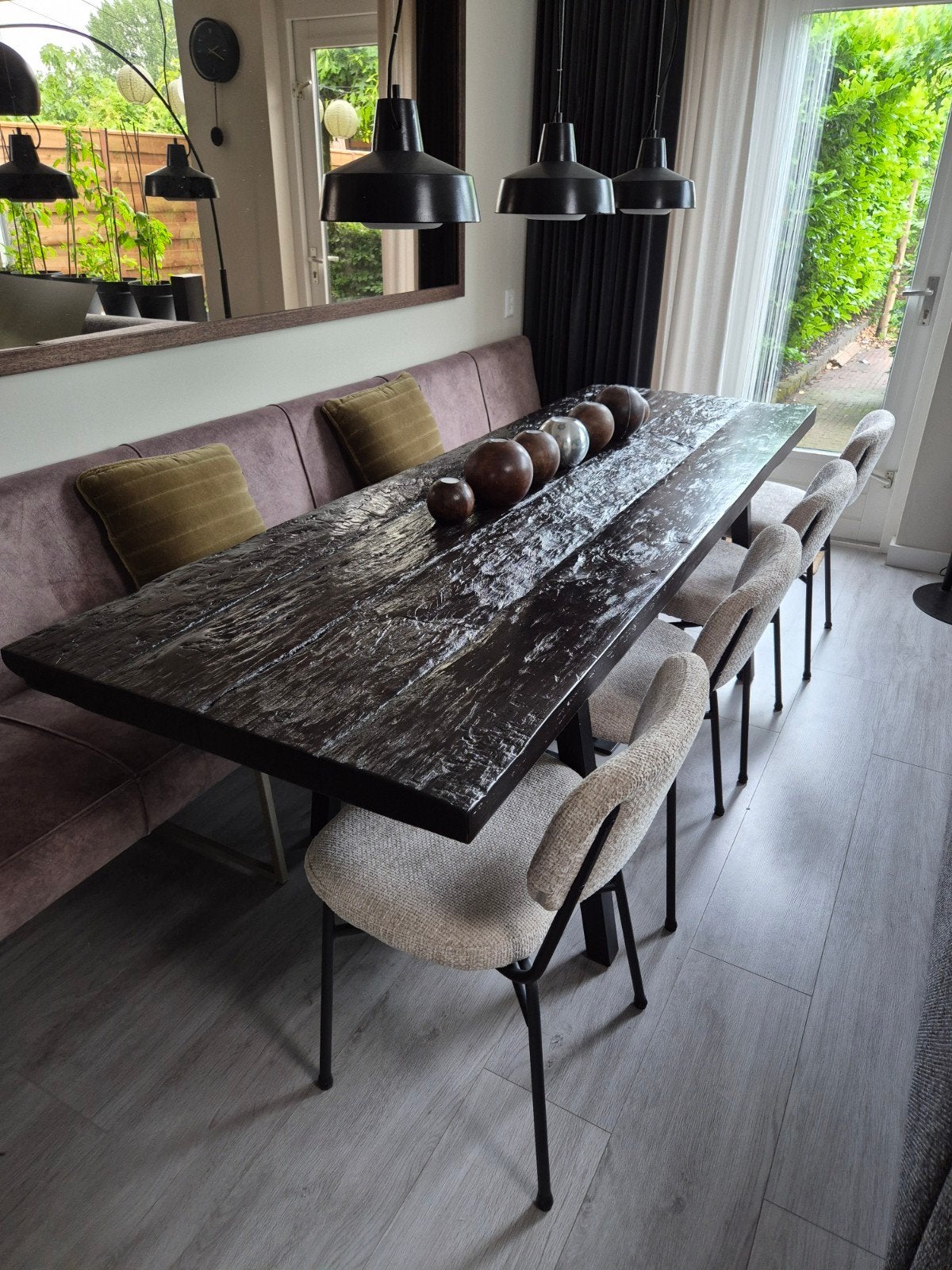 Smalle eettafel 240x80cm massief hout, Huis en Inrichting, Tafels | Eettafels, Zo goed als nieuw, 50 tot 100 cm, 200 cm of meer