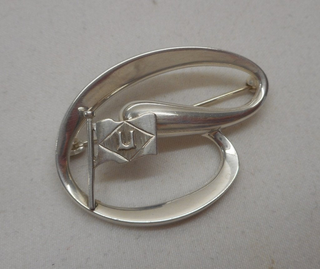 Zilveren modernist broche Andreas Daub Pforzheim nr.1104, Sieraden, Tassen en Uiterlijk, 4 tot 7 cm, Verzenden, Zo goed als nieuw