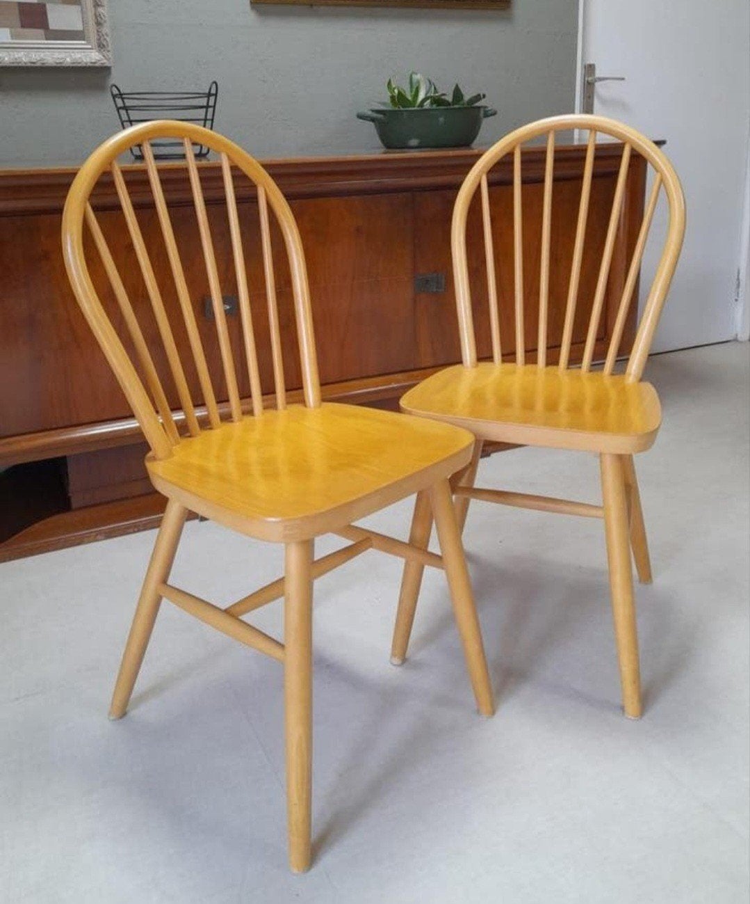 2 Erkel Windsor stijl vintage houten stoelen, Ophalen of Verzenden