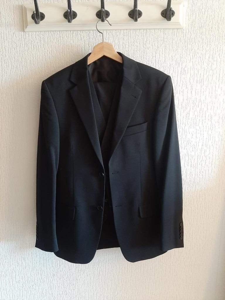 Donker pak / kostuum, Ophalen of Verzenden, Zo goed als nieuw, Maat 42/44 (L), Blauw