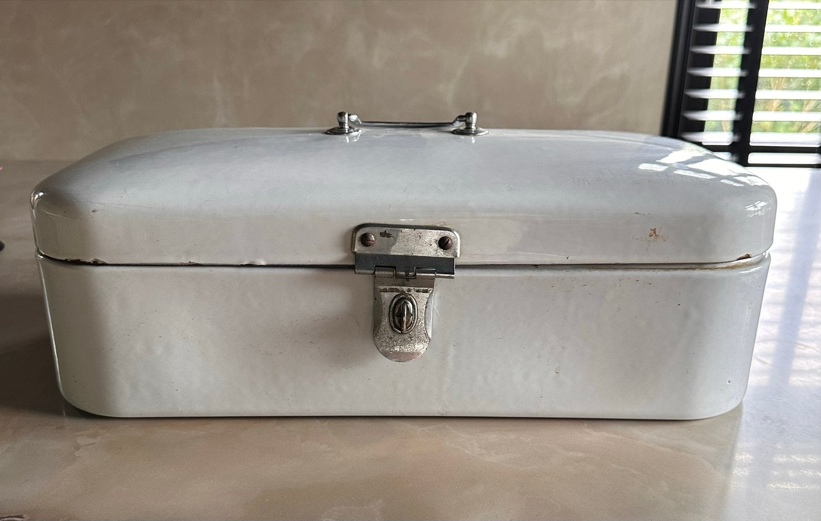 Vintage wit geëmailleerd broodtrommel, Ophalen of Verzenden