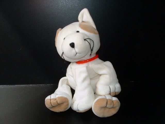 ANNA CLUB PLUSH POES VELOURS WIT MET BEIGE RIBSTOF, Verzenden, Nieuw, Overige typen