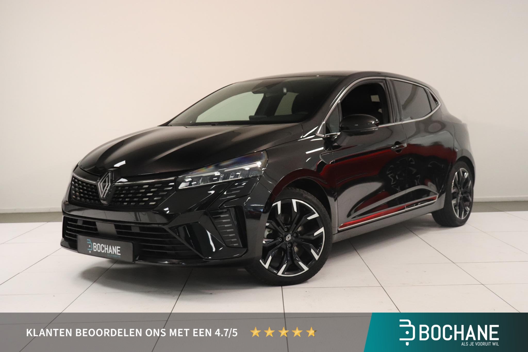 Renault Clio 1.6 E-Tech Full Hybrid 145 techno | Navigatie |, Gebruikt, Met garantie (alle), Leder en Stof, Zwart