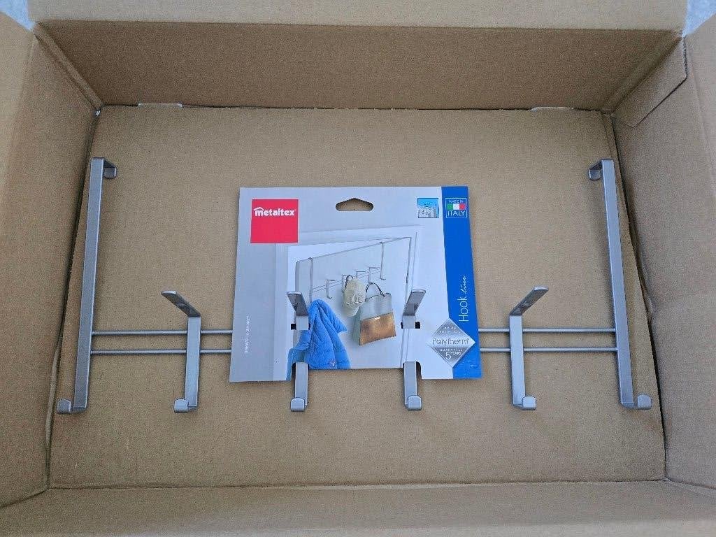 Metaltex kapstok voor deur van 2 cm - zilvergrijs - 10 haken, Overige typen, Nieuw, Ophalen of Verzenden, Minder dan 100 cm