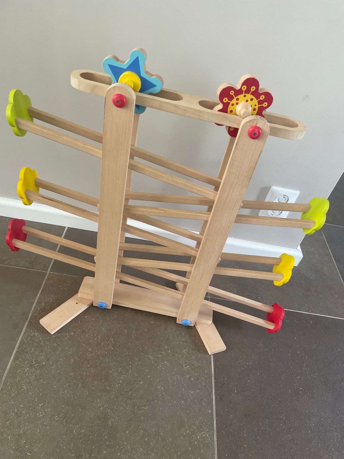 Houten Rollerbaan met twee figuren - 69x58 cm, Ophalen, Zo goed als nieuw, Overige typen