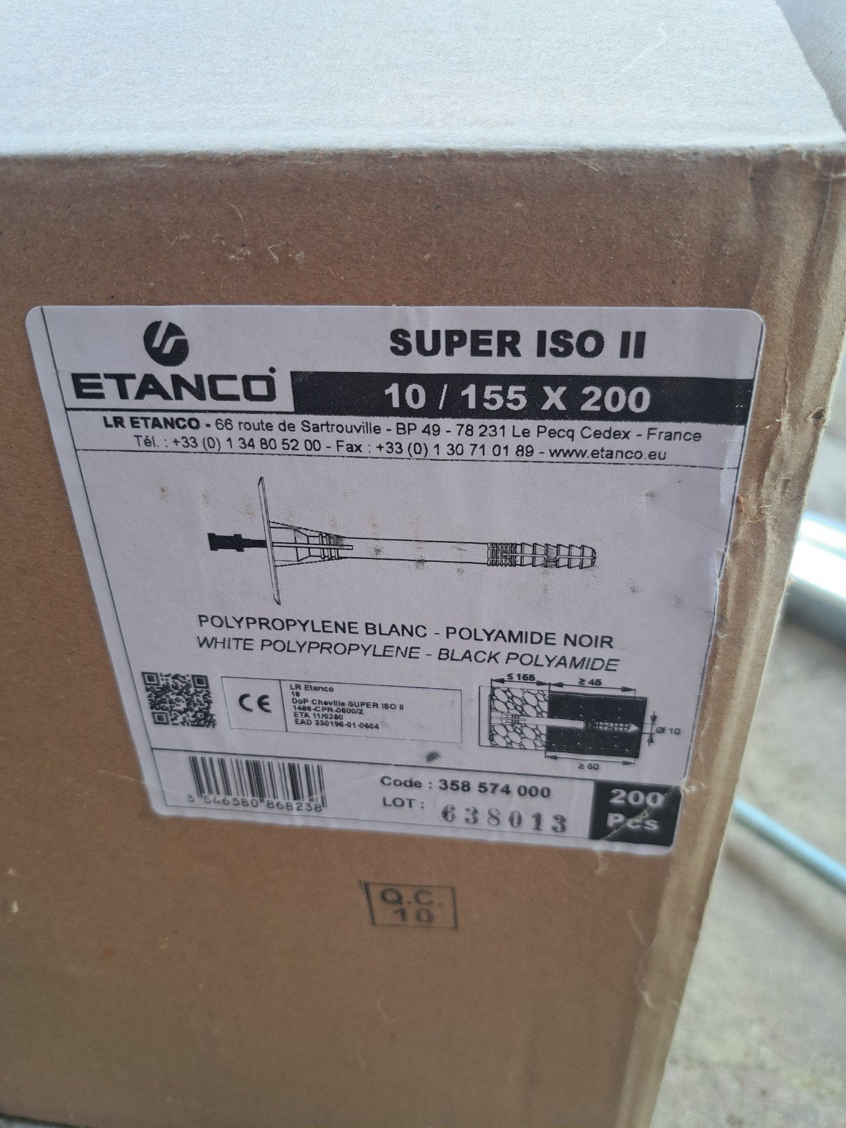 ETANCO SUPER ISO II Pluggen 10/155 x 200 (200 stuks), Ophalen of Verzenden, Nieuw, 100 tot 250 mm, Pluggen