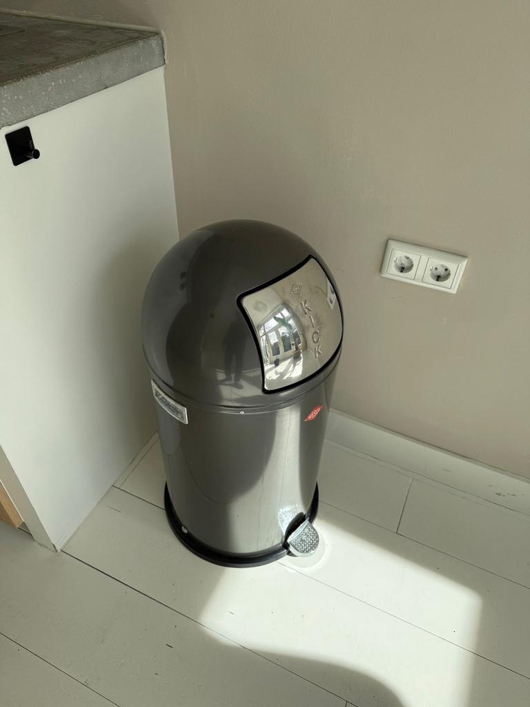Wesko Kickmaster Classic Line Prullenbak - Grijs, Ophalen, Gebruikt, Met pedaal, 30 tot 40 liter