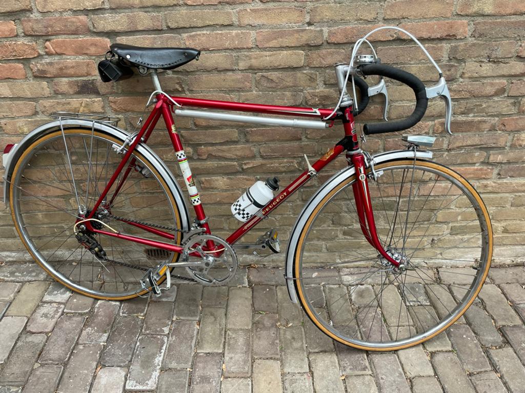 Vintage Peugeot racefiets - Klassiek rood  53 cm, Overige merken, 28 inch, 10 tot 15 versnellingen, Velgrem