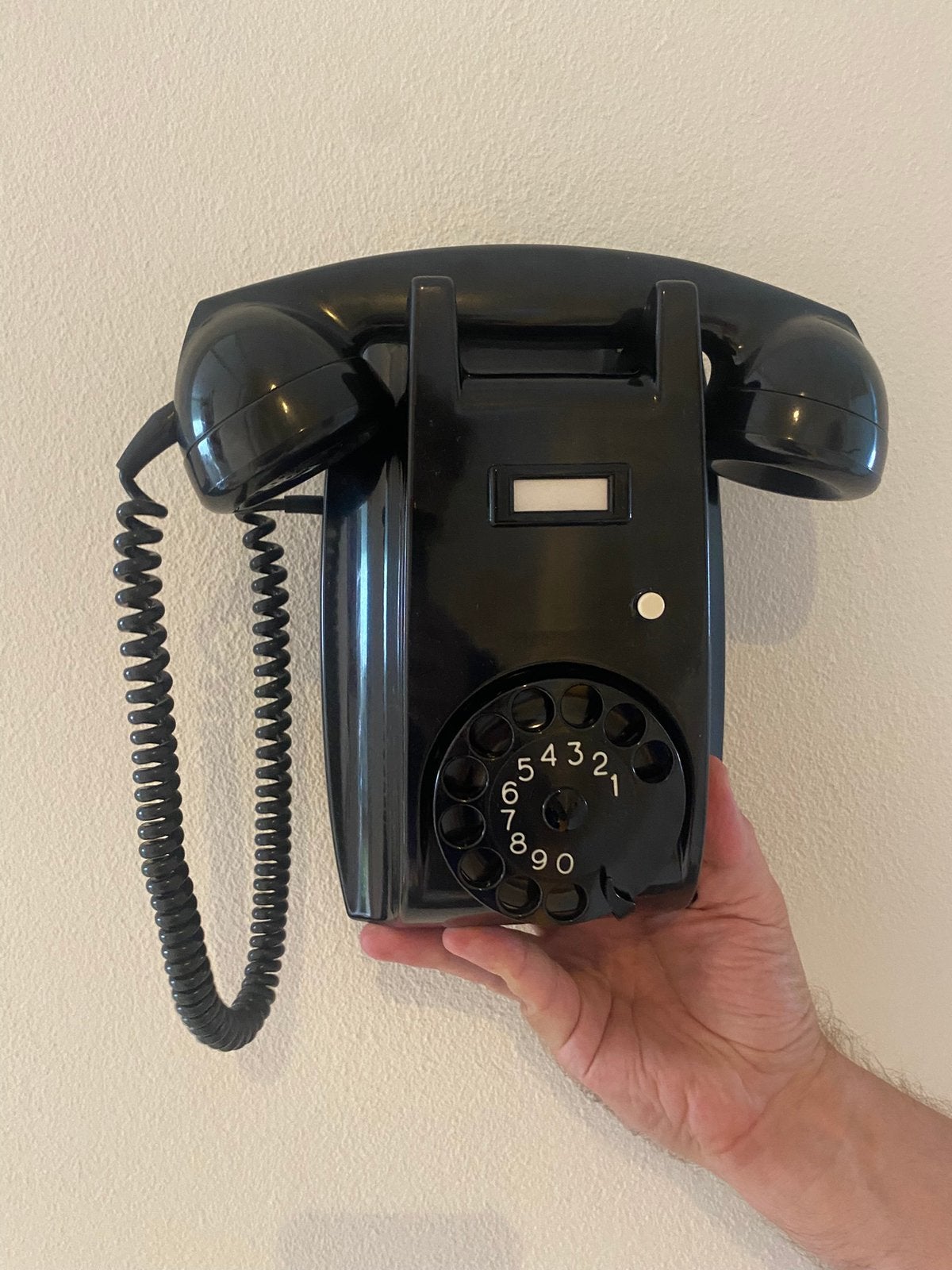 Oude zwarte bakelieten PTT wandtelefoon, Ophalen of Verzenden, Gebruikt, Met draaischijf