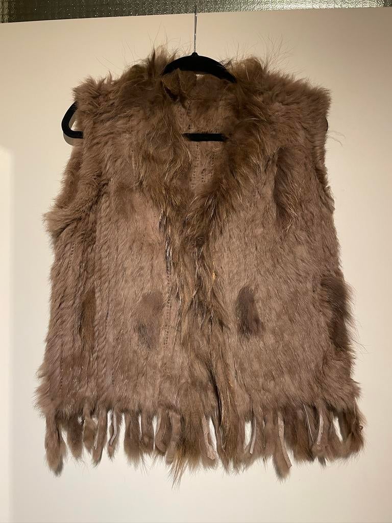 Dames bruin echt konijnen bont vacht warm gilet body mt M, Kleding | Dames, Bodywarmers, Ophalen of Verzenden, Zo goed als nieuw