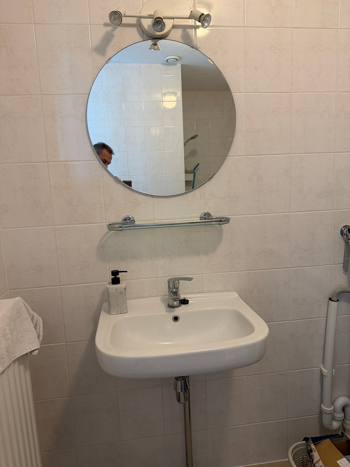 Complete Sphinx wasbak met spiegel, plateau en halogeenlamp, Ophalen, Gebruikt, 50 tot 100 cm, Minder dan 100 cm