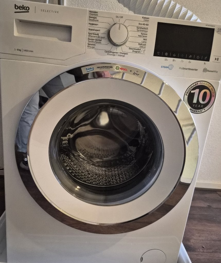 Wasmachine met stoomfunctie, Ophalen, Gebruikt, Voorlader, 85 tot 90 cm