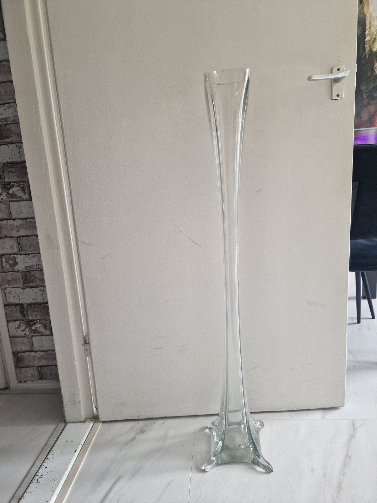 Hoge glazen vaas - 1 meter - Elegant en modern, Huis en Inrichting, Ophalen, Gebruikt, Transparant, Glas