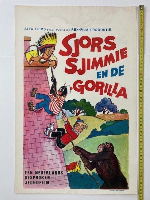 poster 'Sjors (en) Sjimmie en de gorilla' 1966, Ophalen of Verzenden, Zo goed als nieuw, A1 t/m A3, Film en Tv