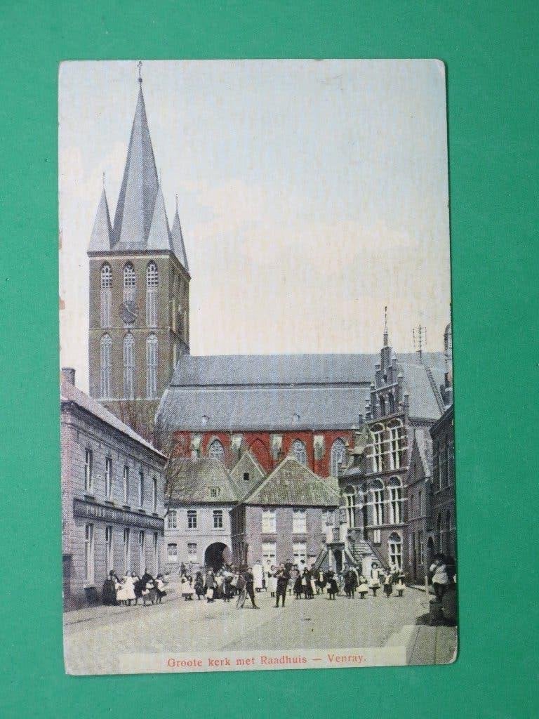 Venray Kerk met Raadhuis gekleurd, Verzenden, Voor 1920, Gelopen, Limburg