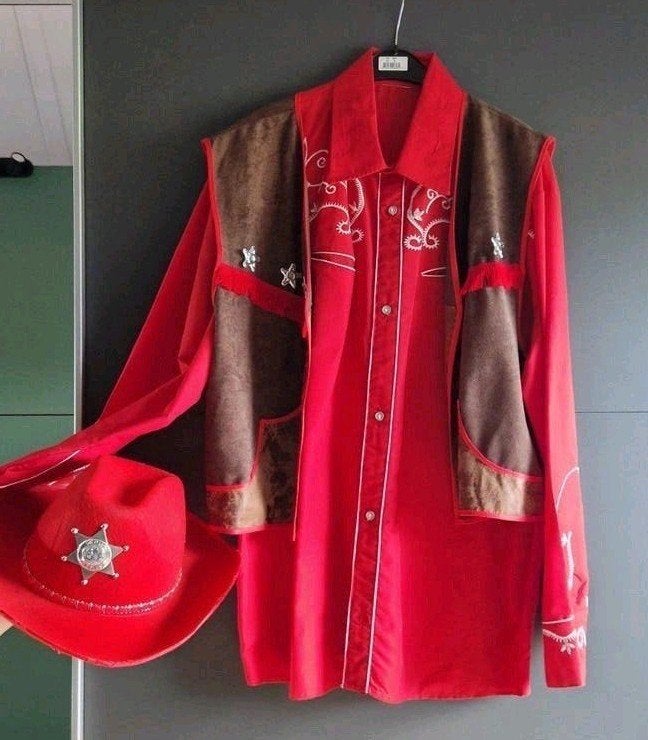 Cowboy outfit met hoed en vest, Ophalen of Verzenden, Gebruikt, Kostuum, Overige