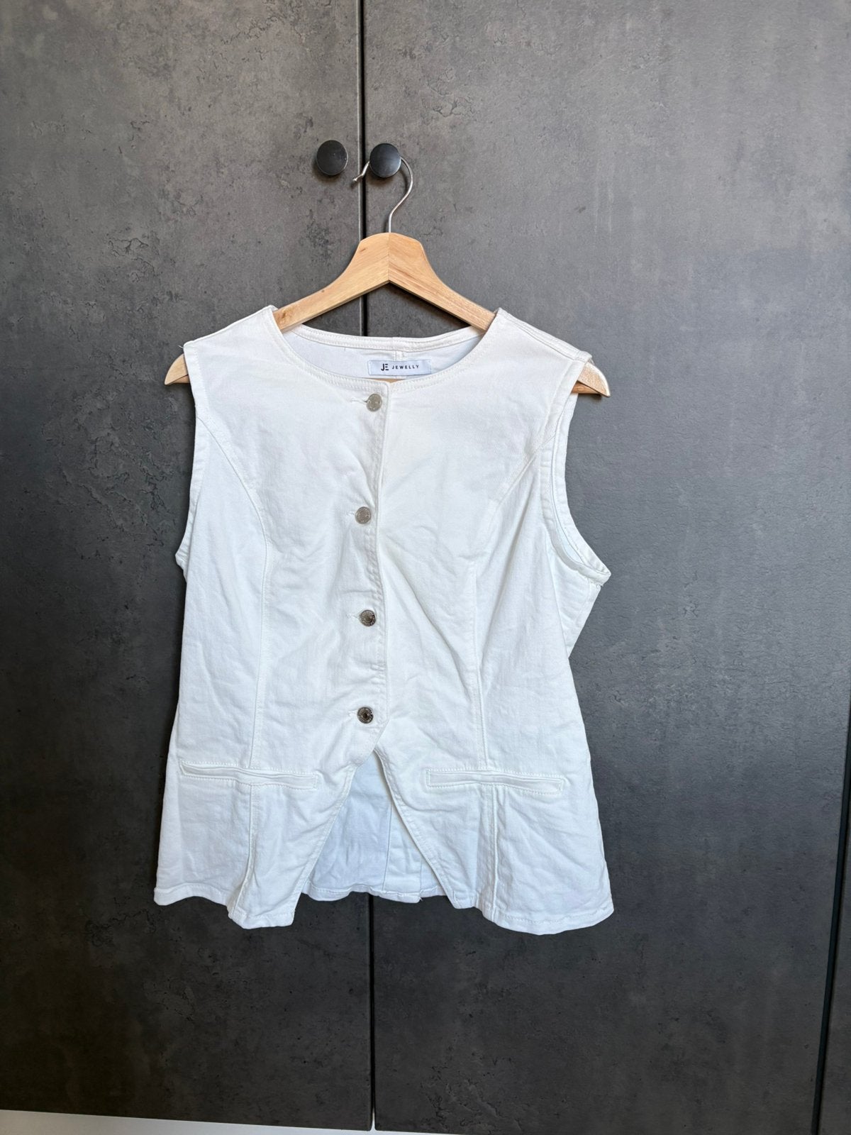 Spijkergilet wit, Kleding | Dames, Blouses en Tunieken, Ophalen of Verzenden, Nieuw, Maat 42/44 (L), Wit