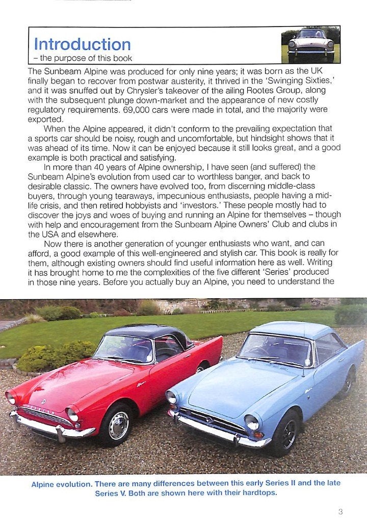 Sunbeam Alpine Alle modellen van 1959 tot 1968, Verzenden