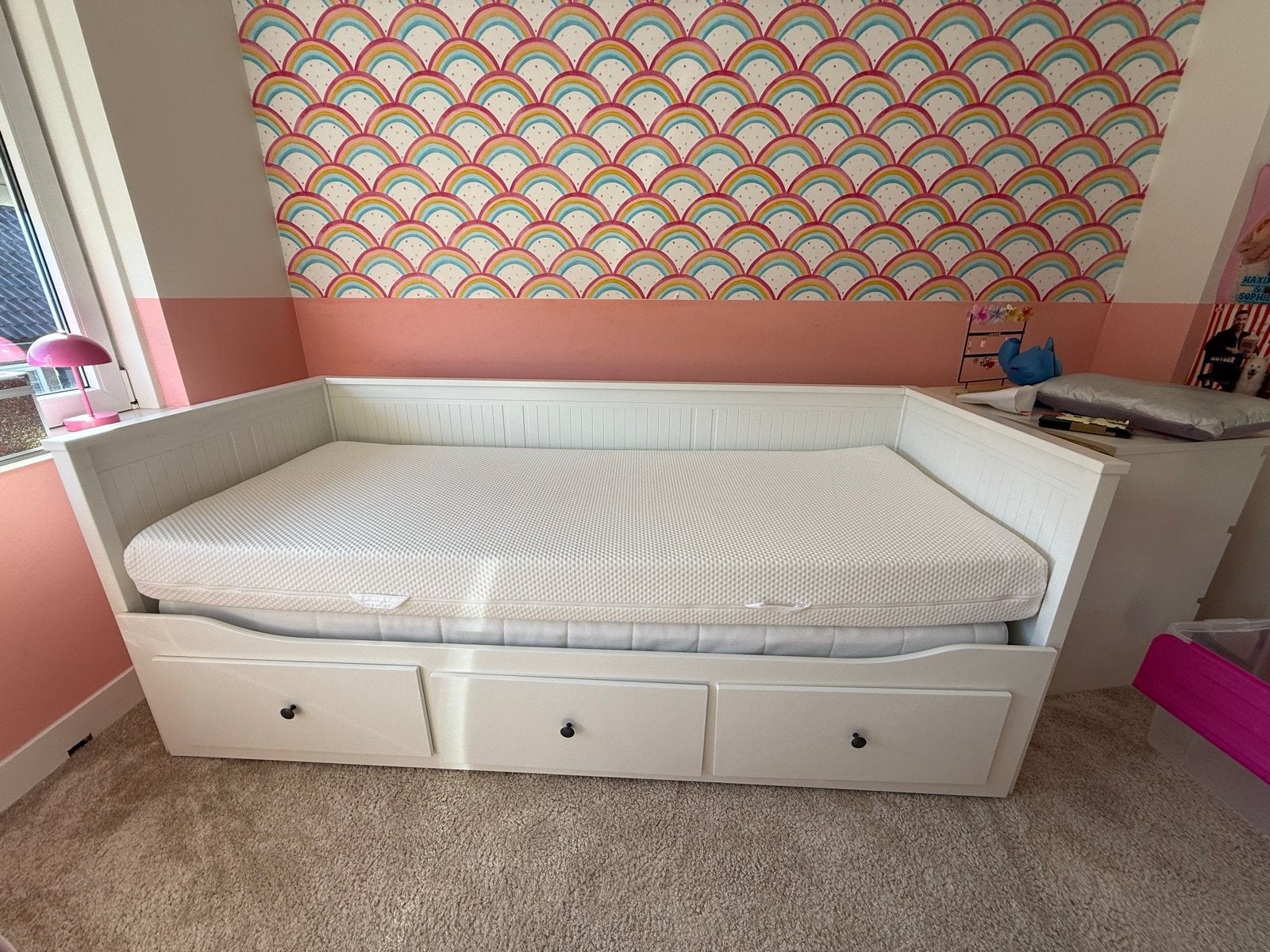 IKEA HEMNES Uitschuifbaar Bed met 3 Lades - Nette Staat, Ophalen, Verstelbaar, Eenpersoons, Wit