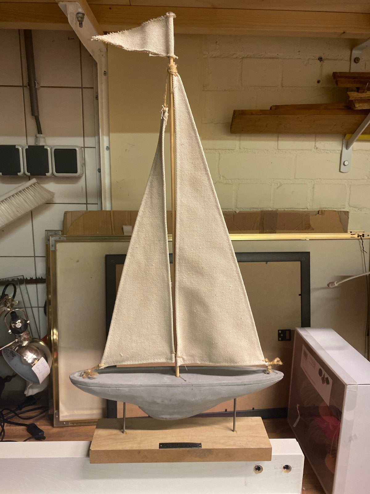 Decoratieve zeilboot 'Long Island Living', Huis en Inrichting, Ophalen, Hout, Grijs, Landelijk