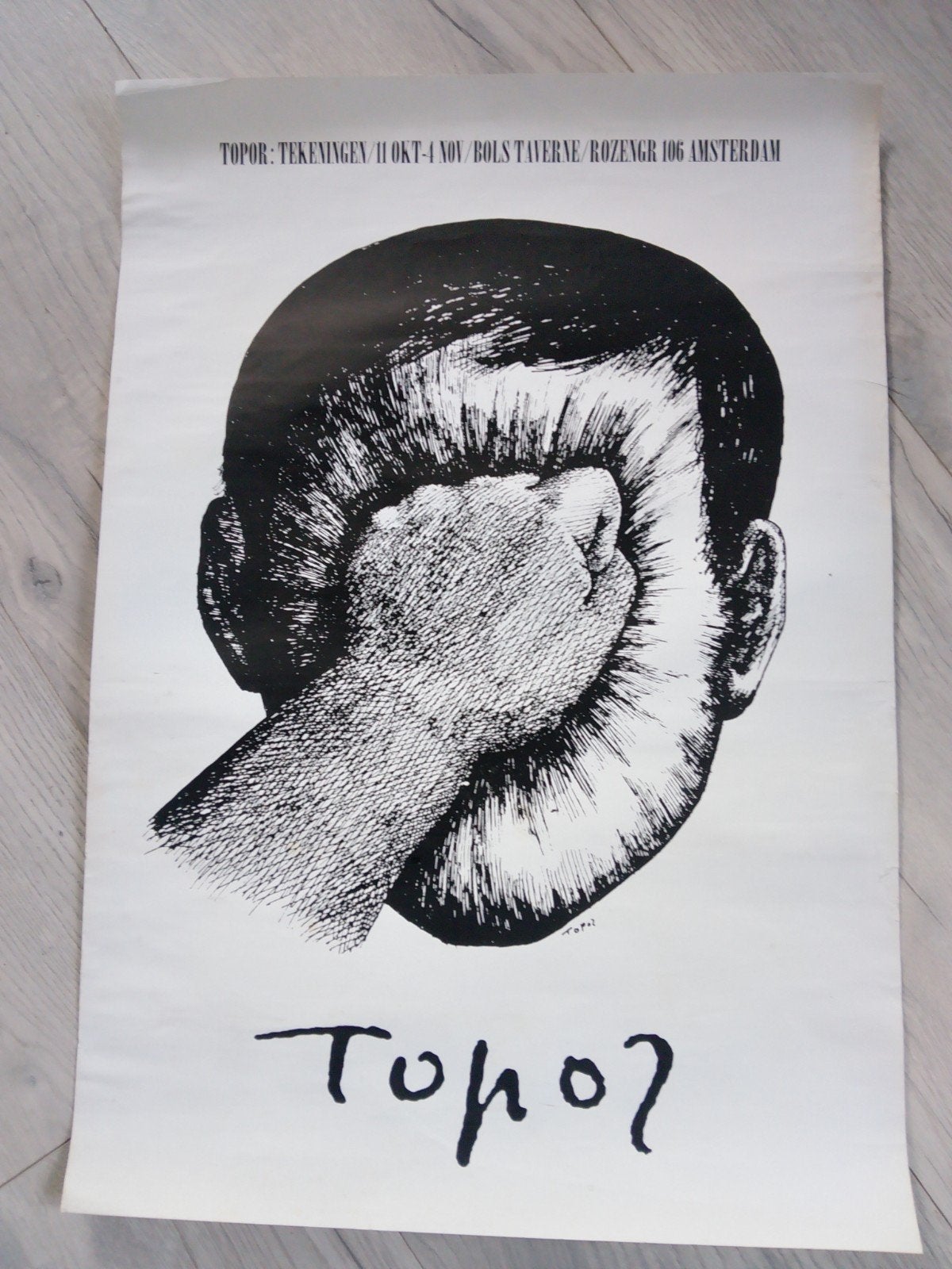 Vintage Topor Tekeningen Expositie Poster Amsterdam, Ophalen of Verzenden, A1 t/m A3, Overige onderwerpen, Rechthoekig Staand
