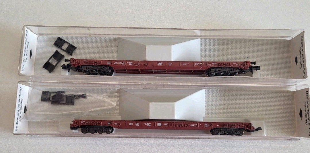 2 x wagonnen rollende lanstrasse fleischmann piccolo, Gebruikt, Gelijkstroom, Fleischmann, Rails
