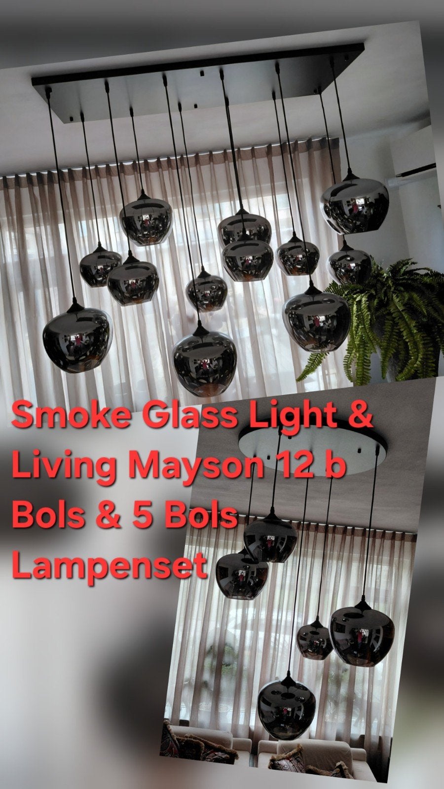 Twee light & Living Hanglampen Mayson, Huis en Inrichting, Lampen | Hanglampen, Ophalen, Zo goed als nieuw, Glas, Modern, Industrieel