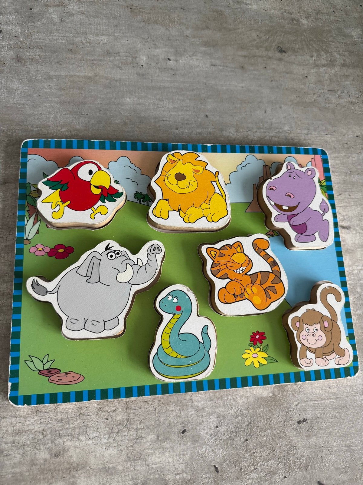 Houten Dieren Puzzel - Safari Thema, Kinderen en Baby's, Speelgoed | Houten speelgoed, Ophalen of Verzenden, Zo goed als nieuw