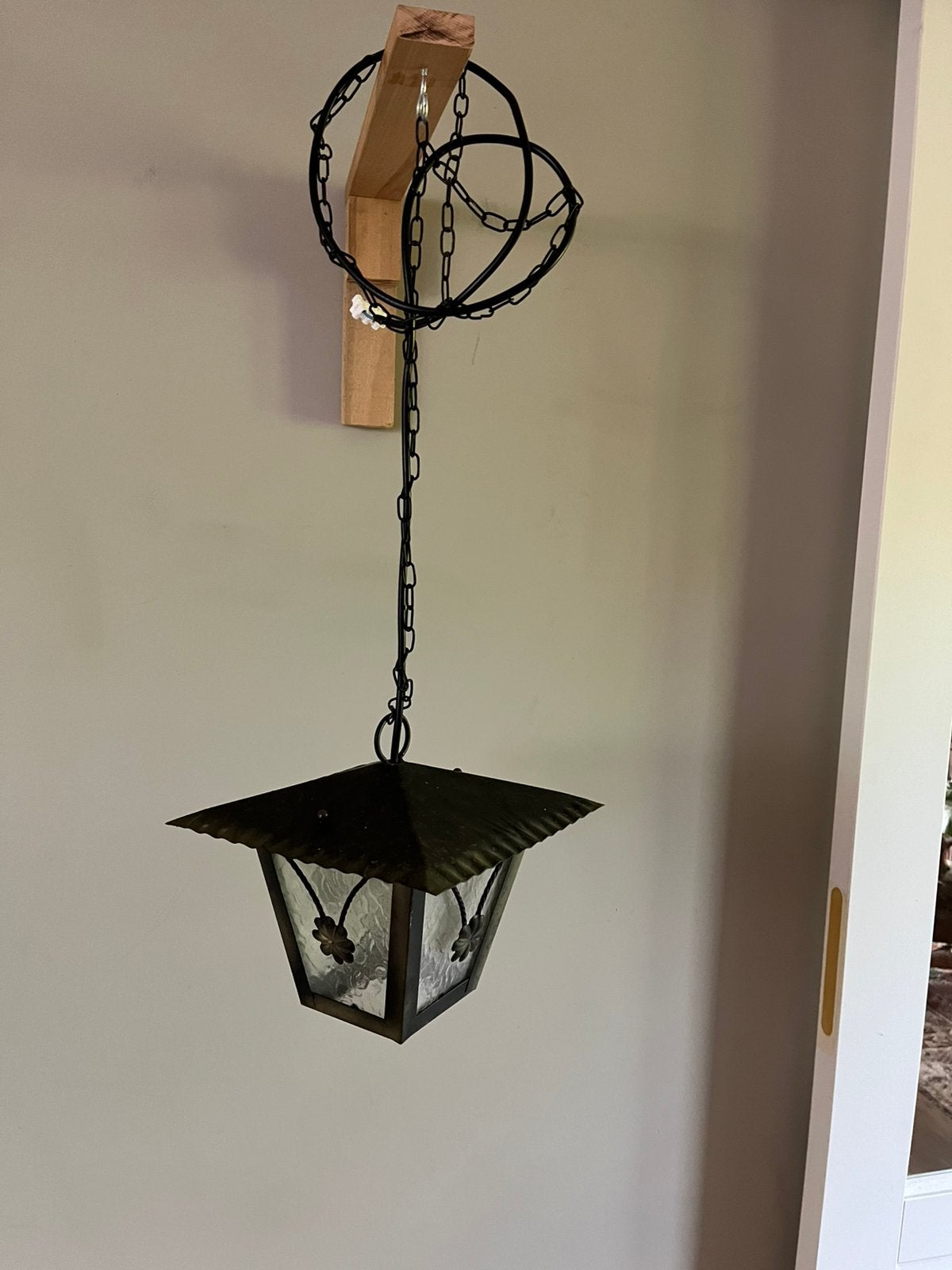 Vintage hanglamp. Hallamp. Buitenlamp, Ophalen of Verzenden, Zo goed als nieuw, Glas