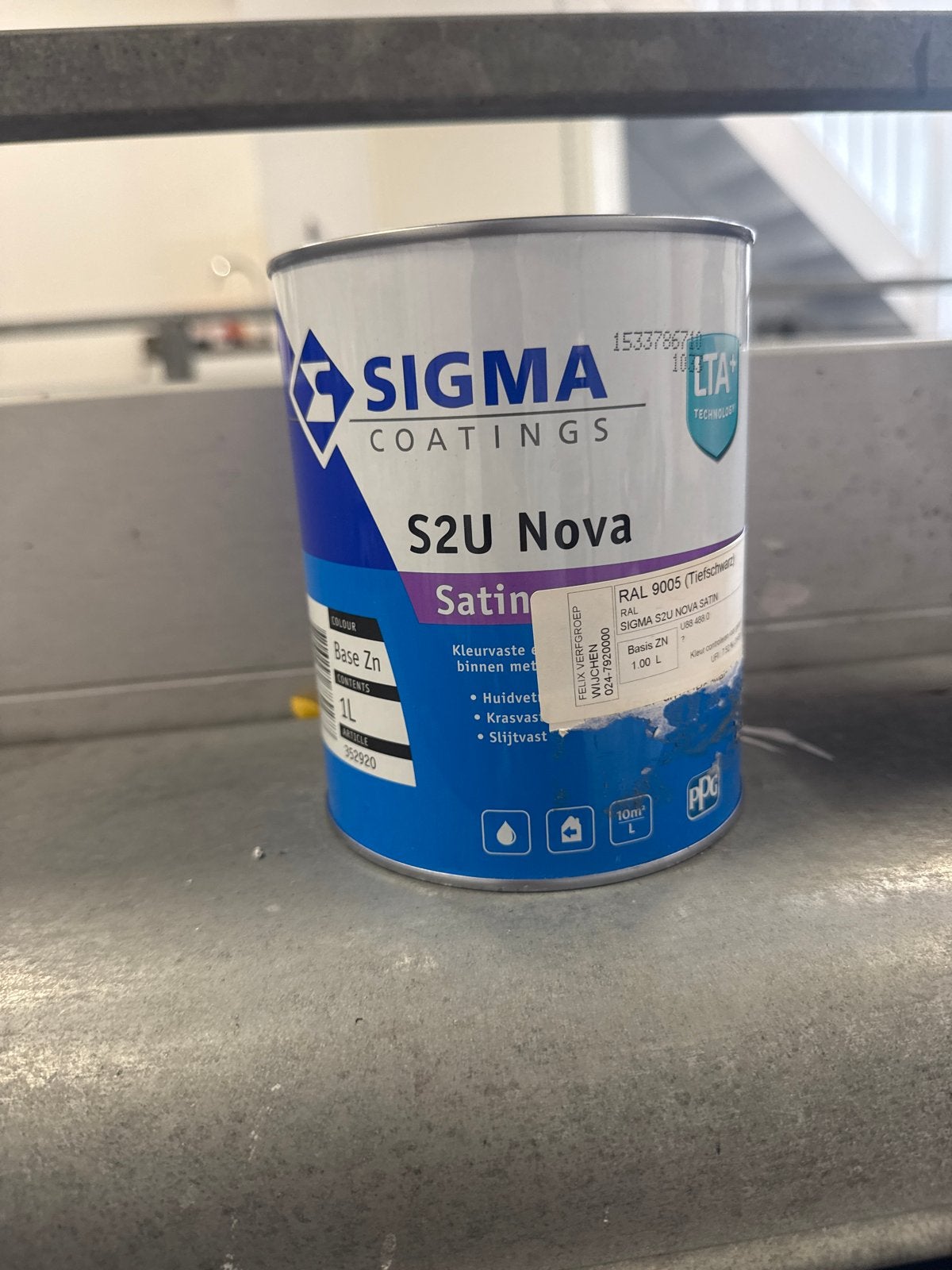 Sigma S2U Nova Satin RAL 9005 (Tiefschwarz) 1L, Zwart, Nieuw, Ophalen of Verzenden, Lak
