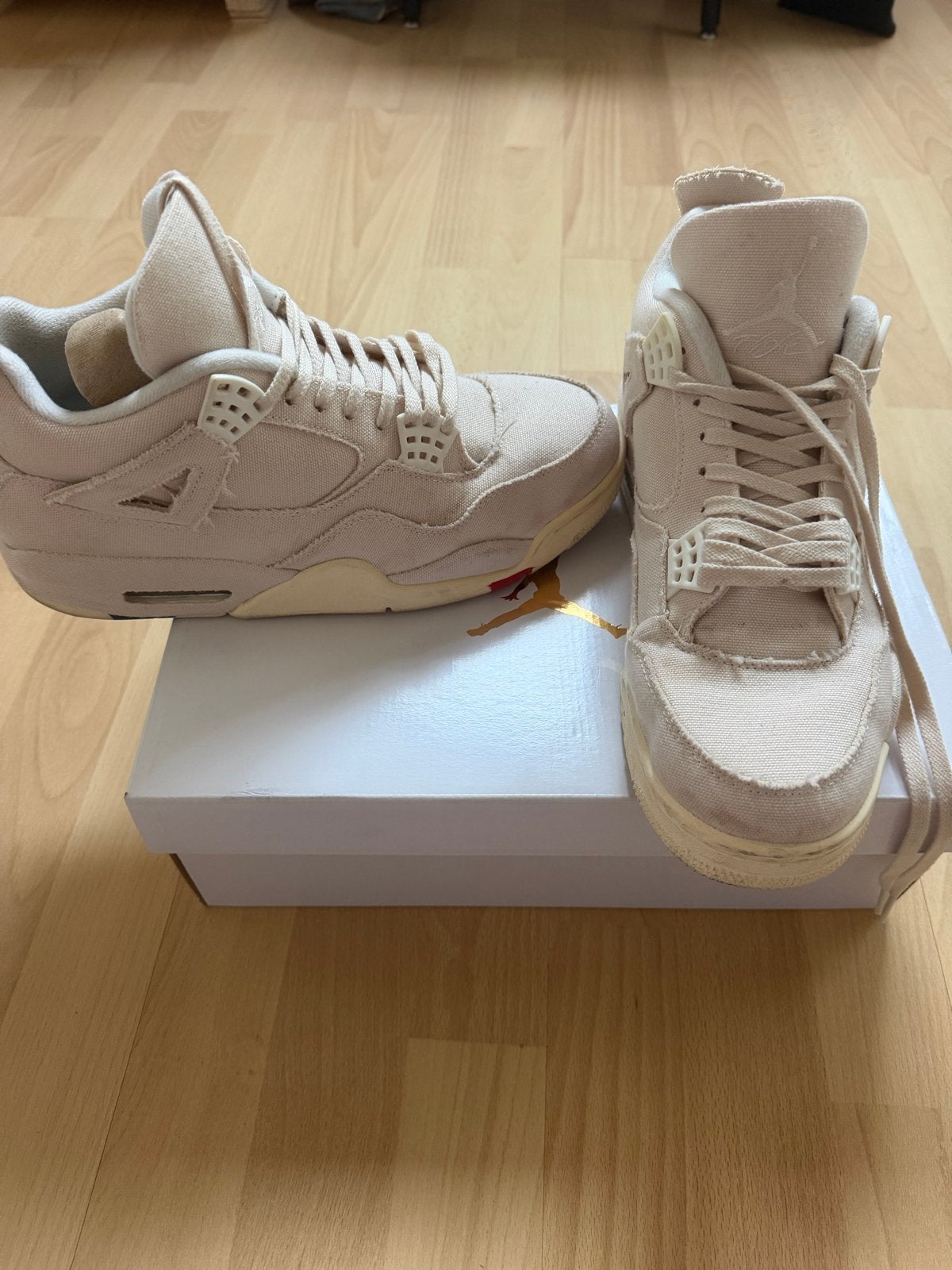 Nike Air Jordan 4 Retro WMNS Sail Canvas, Overige kleuren, Ophalen of Verzenden, Sneakers of Gympen, Zo goed als nieuw